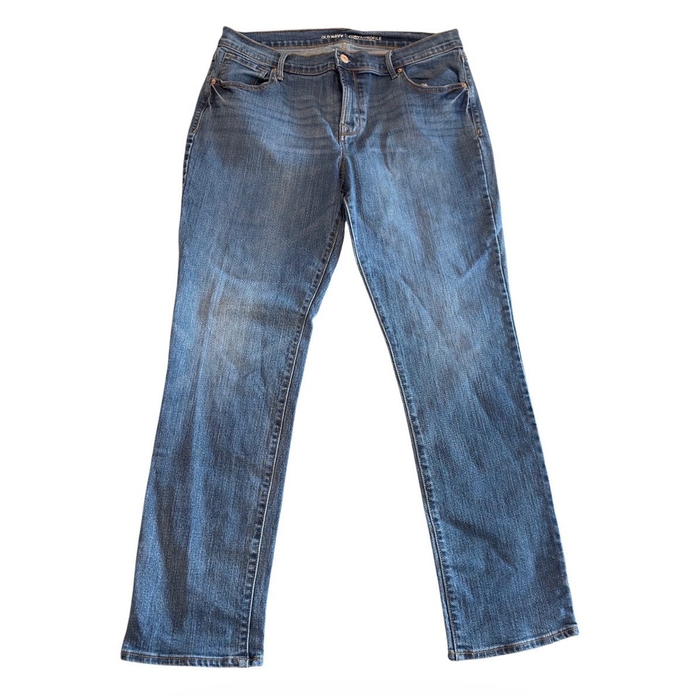 Old Navy Curvy Profile Mid-Rise Straight Leg Jeans Blue Medium Wash 12 Short